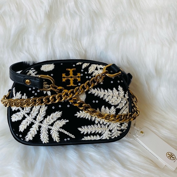 Mini Kira Draped Velvet Flap Bag, Black | Tory Burch KSA Tory Burch Velvet Bag